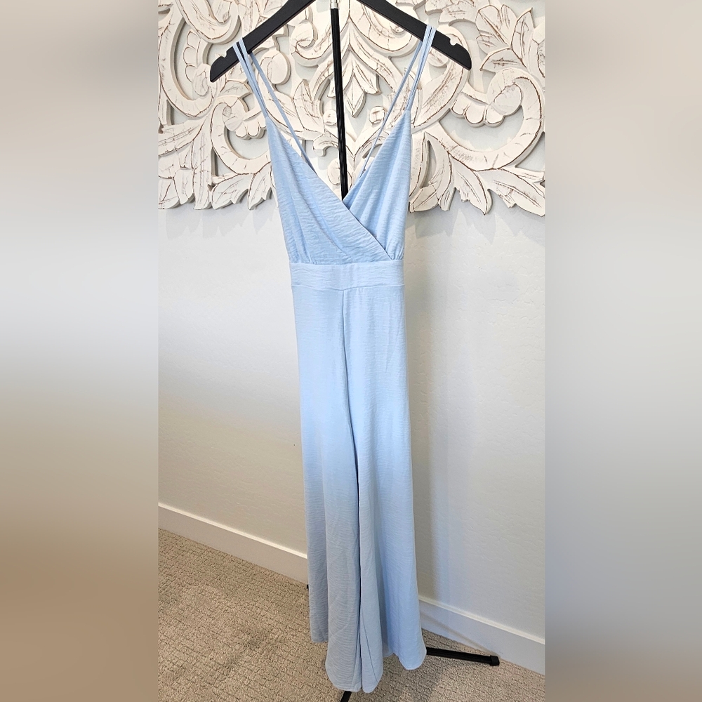 Evolutionary Elegant Icy Blue Women's Soft & Comfortable Jumpsuit Wide Leg Sz XL